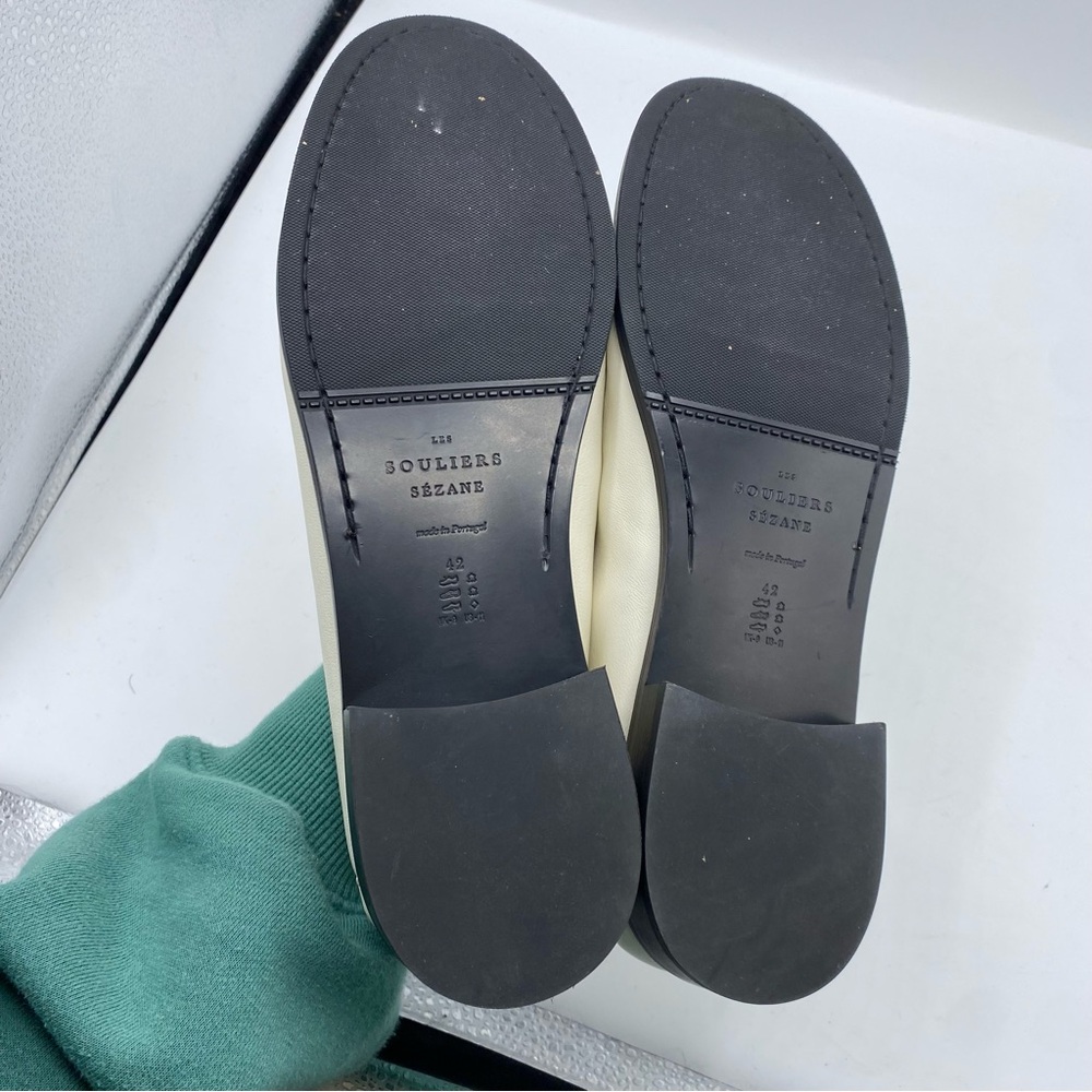 Sezane Vicky Loafers Elegant Cream/White Leather in smooth Ecru chain detail 42 - Picture 3 of 11